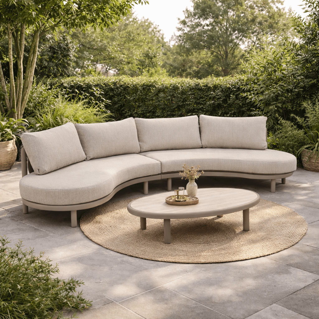 Loungeset MOON CURVE Sand Linen / Mocha Taupe