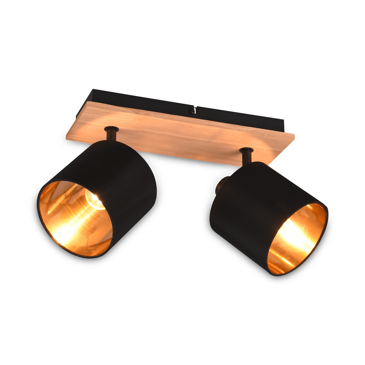 Spot TOMMY 2Del. Met./Hout Mat Zwart
