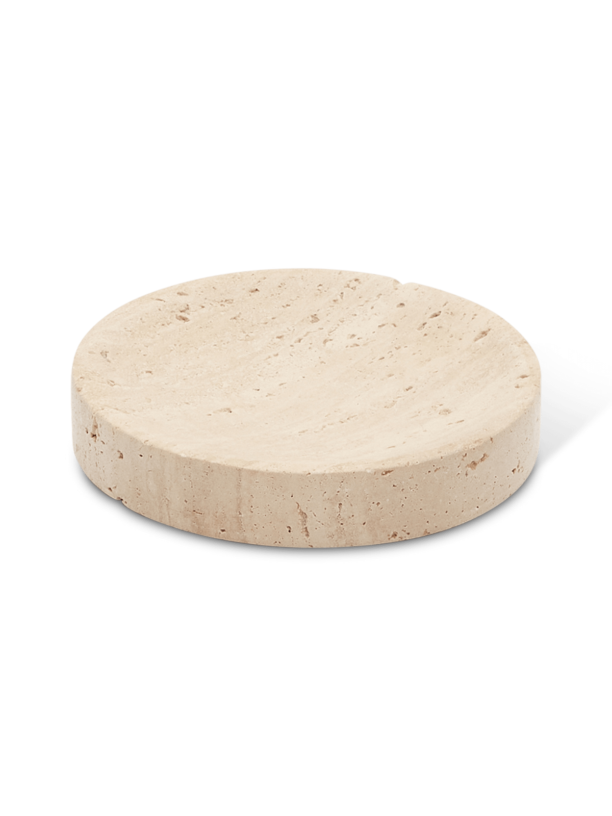 Macre-zeepbakje van beige travertijn