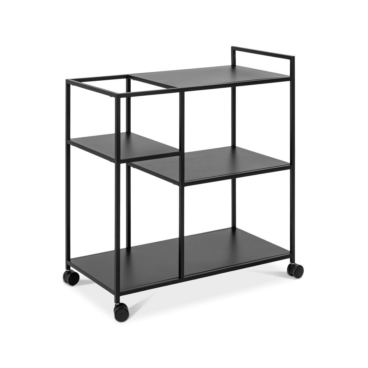 vidaXL Opbergtrolley smal 3-laags bewerkt hout zwart