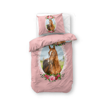 Dekbedovertrek CUTE HORSE 140 Roze Dekbedovertrek CUTE HORSE 140 Roze