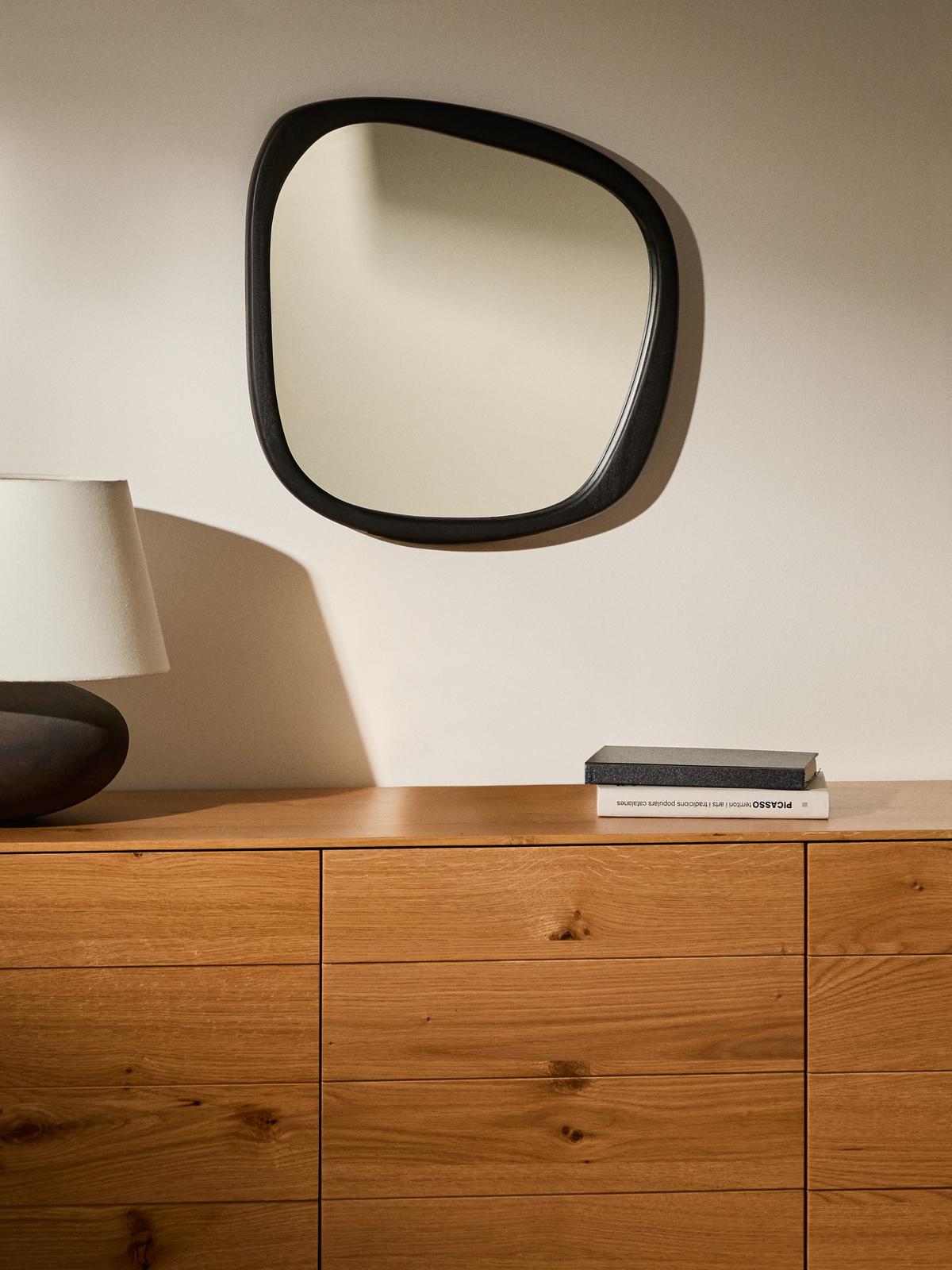 Alura zwarte spiegel van teakhout 45,5 x 47 cm FSC 100%