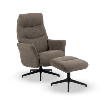 Relaxfauteuil HALDOR met poef Monza Taupe Relaxfauteuil HALDOR met poef Monza Taupe