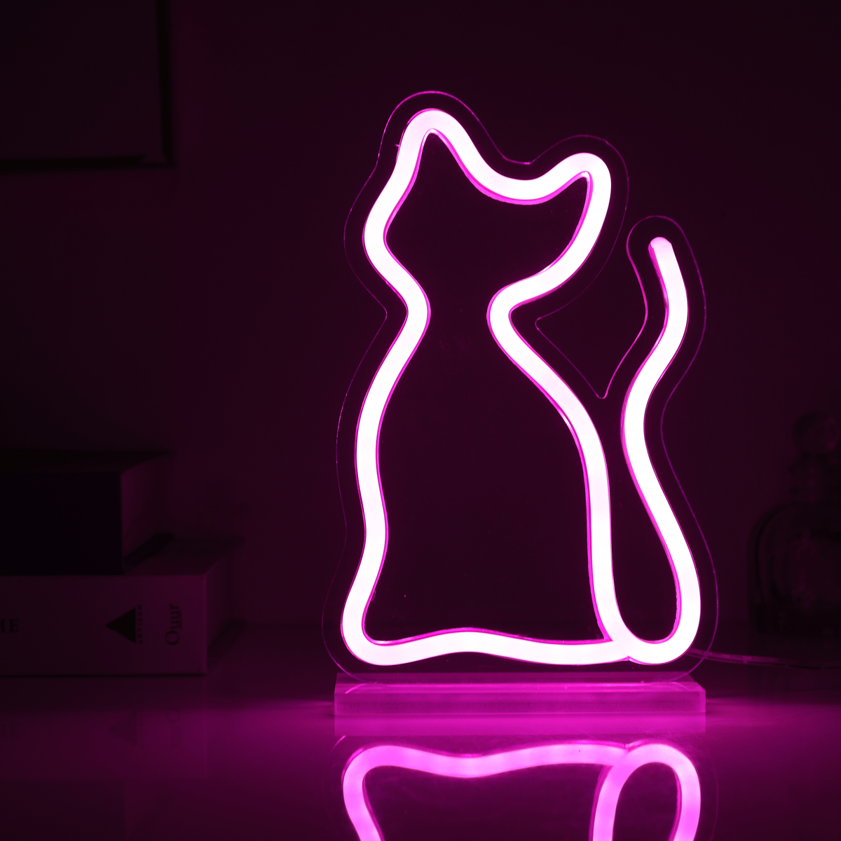 Tafellamp LED SIGN Cat Roze