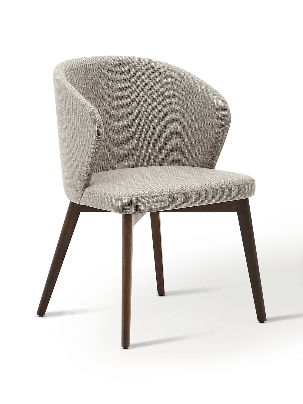 Stoel Darice van FSC 100% massief beukenhout met een walnoot afwerking en een bruine chenille bekleding