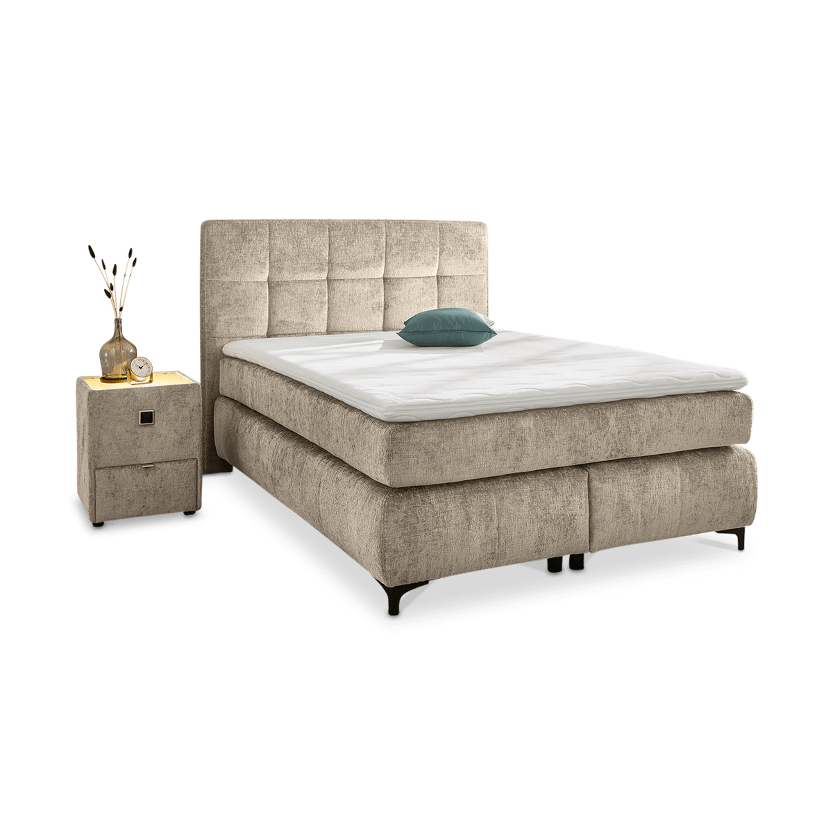 Boxspring ALKMAAR Chenille Beige 140x200