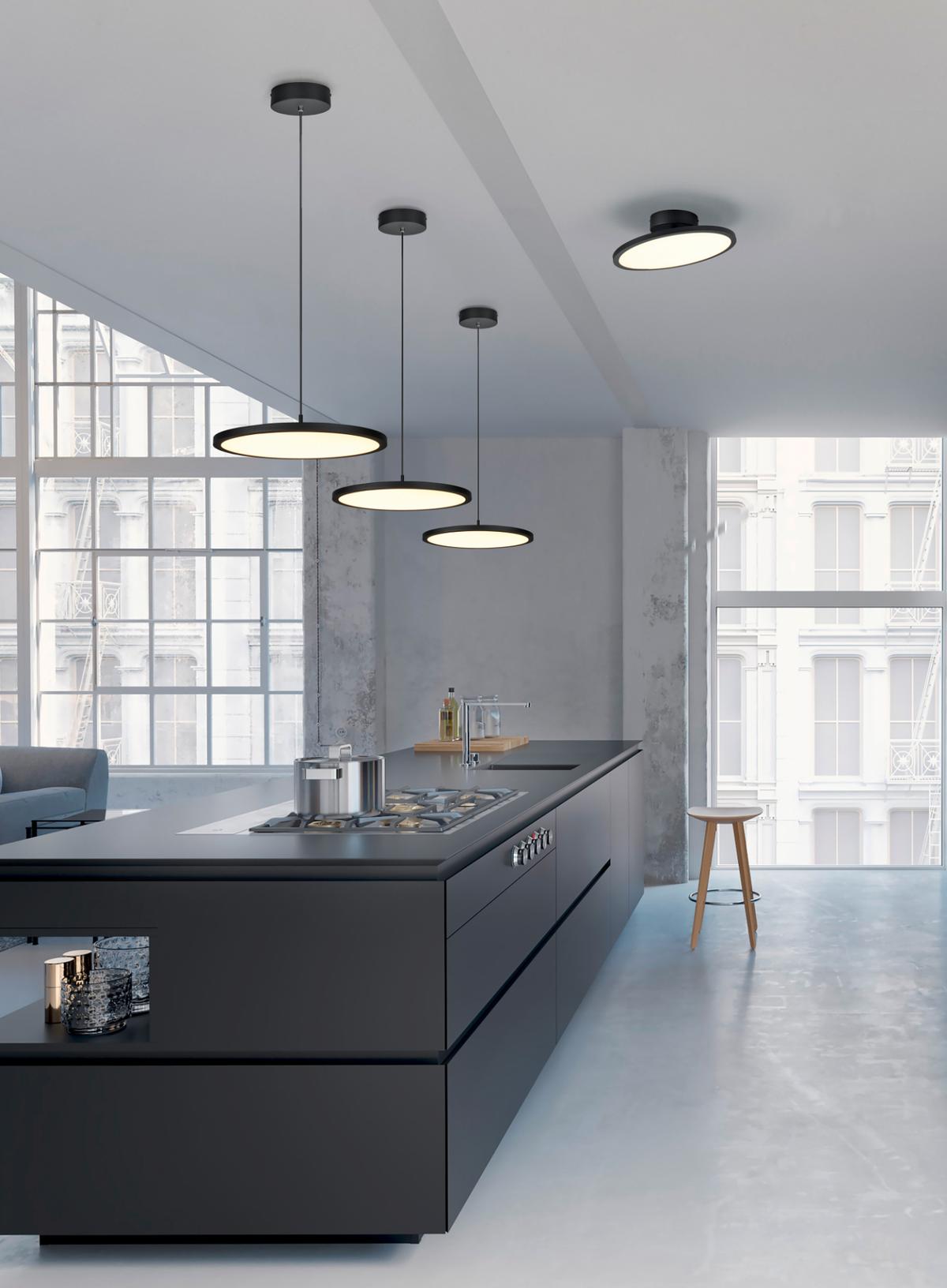 Hanglamp TRAY 1Del. Met. Mat Zwart