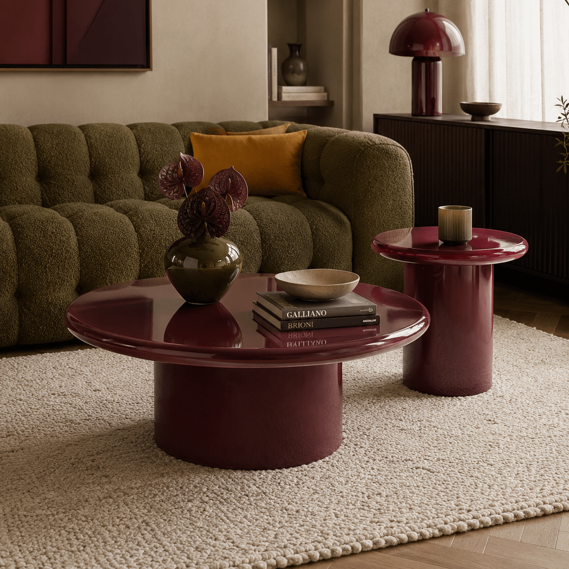 Bijzettafel LUMO Ø45 Hoogglans Terra Rosso