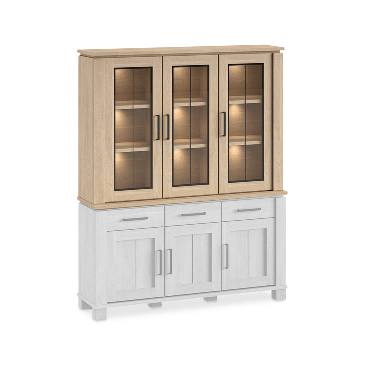 Opzetkast Vitrine BELMONTE Brushed Sand Oak B162