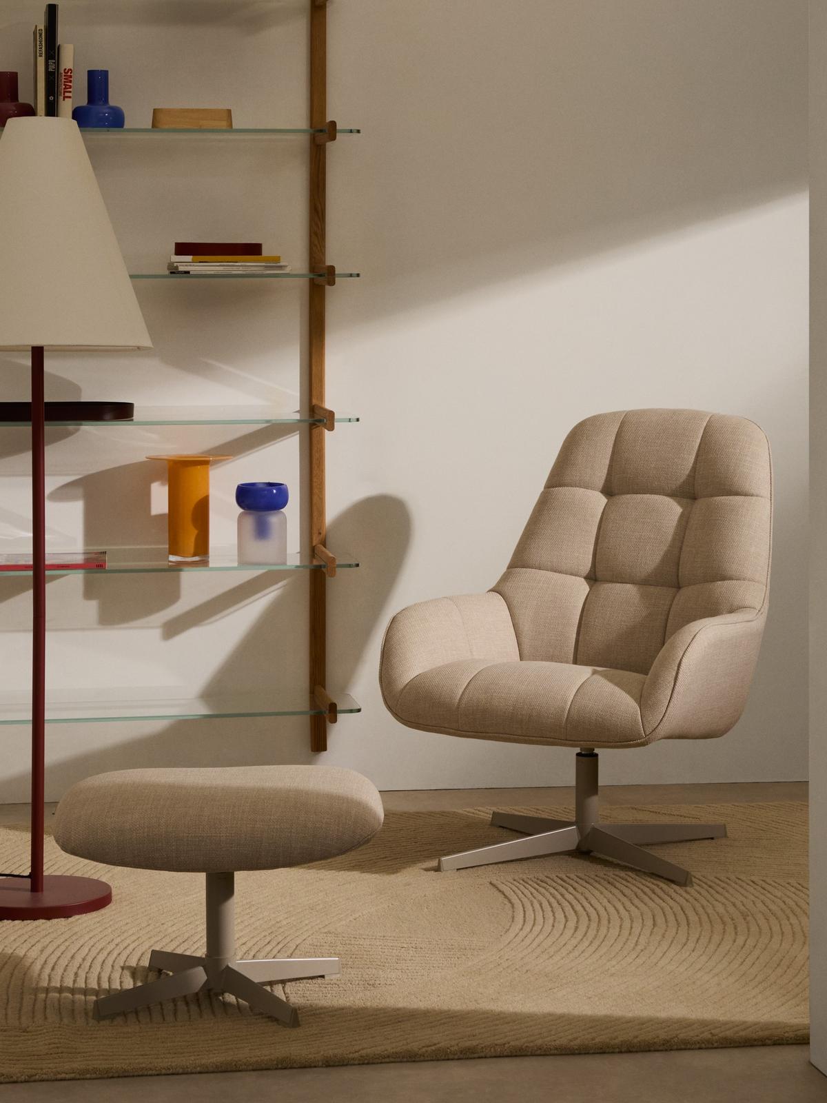 Jaspe draaifauteuil beige en metaal met grijze afwerking FSC 100%