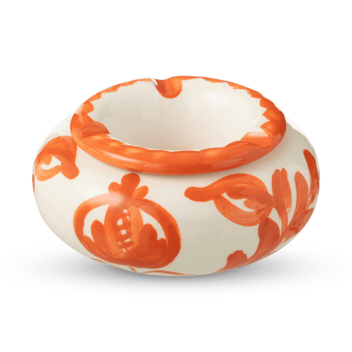 Asbak GRANZA Ker. Wit/Oranje S
