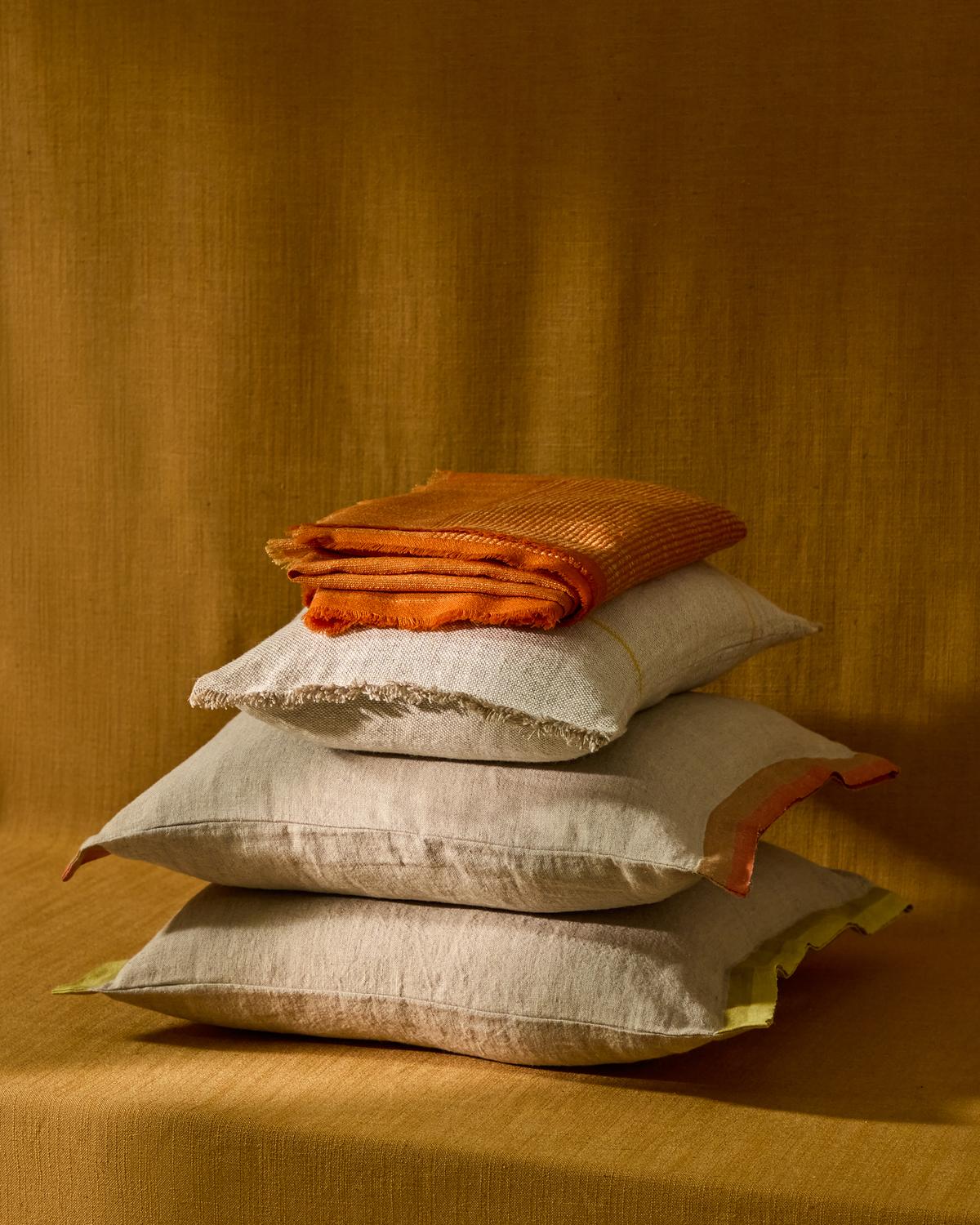 Plaid Sareli oranje wolmix 130 x 170 cm