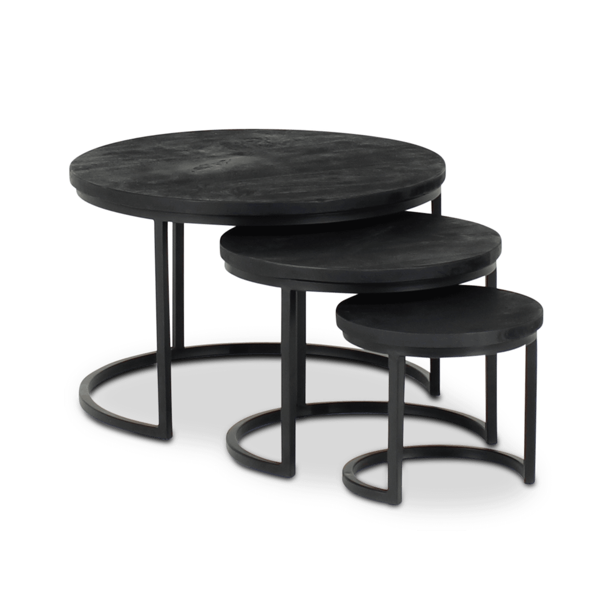 Salontafel Set van 3 EMBLAZ Mango Zwart