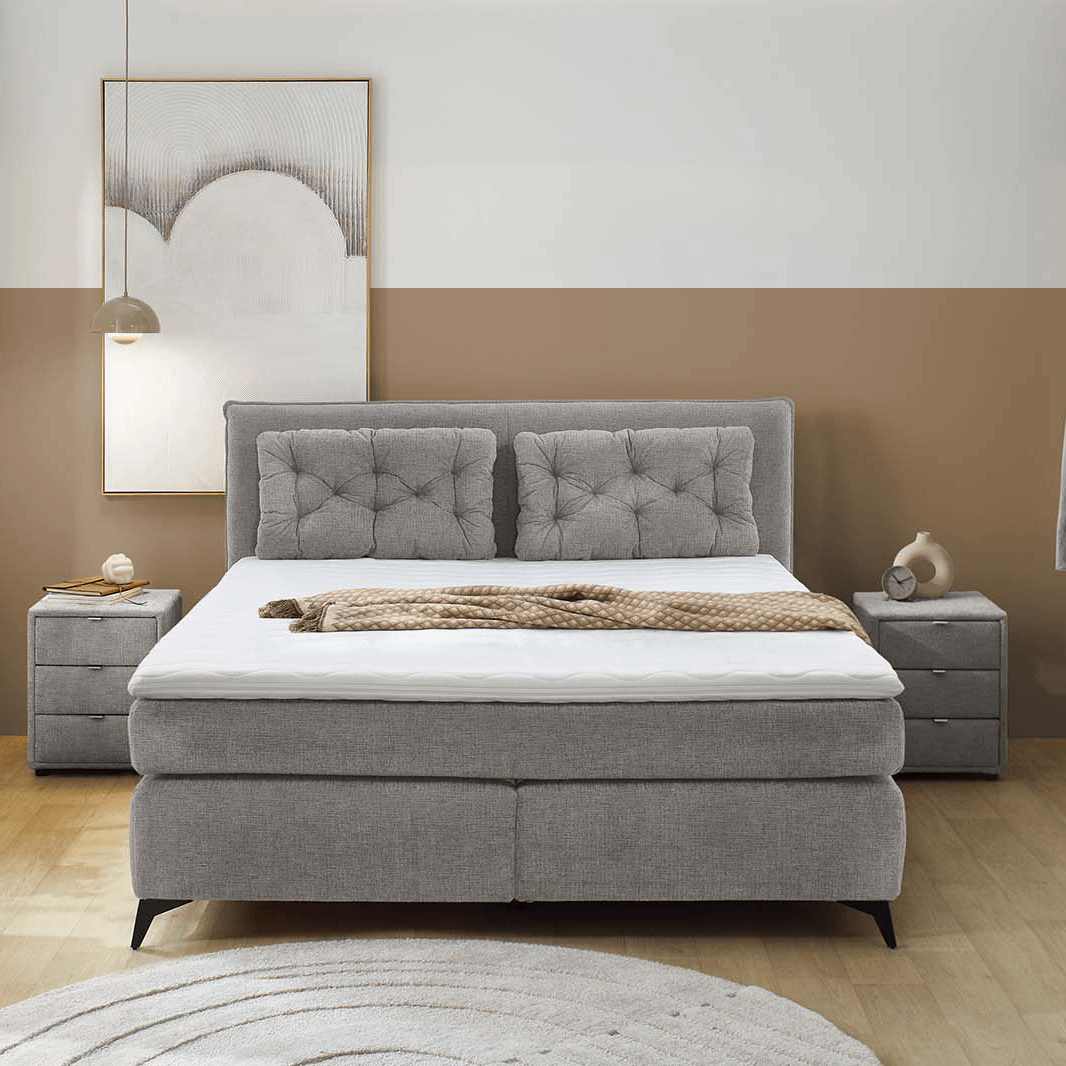 Boxspring NIEUWEGEIN 180X200 Chenille Grijs