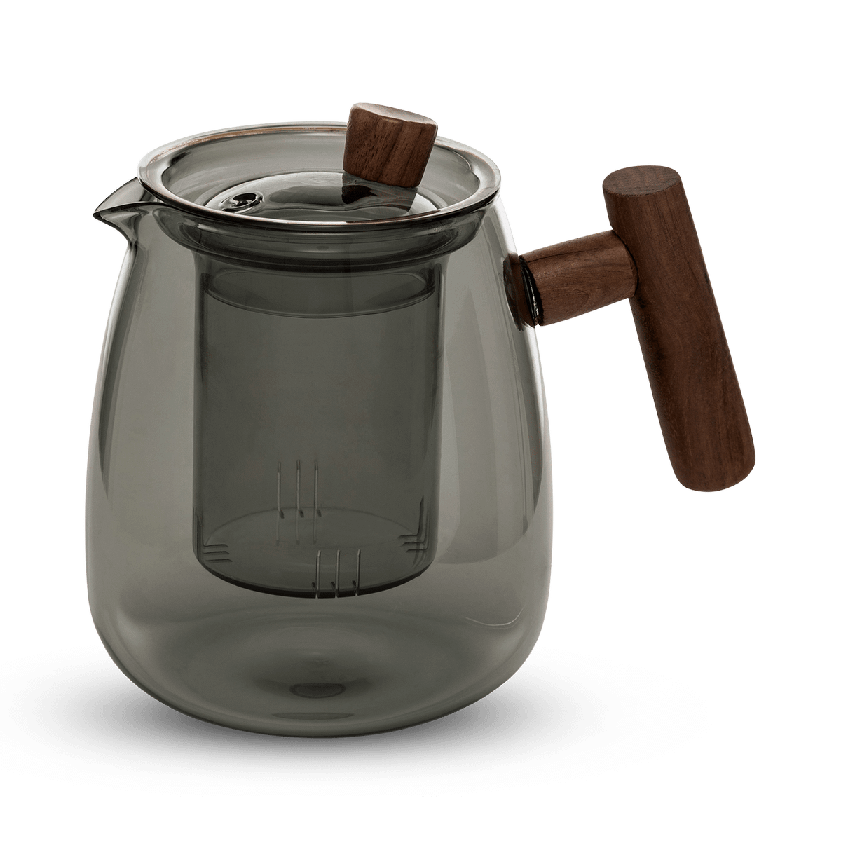 Theepot TWISTE 80cl Glas Grijs/Hout