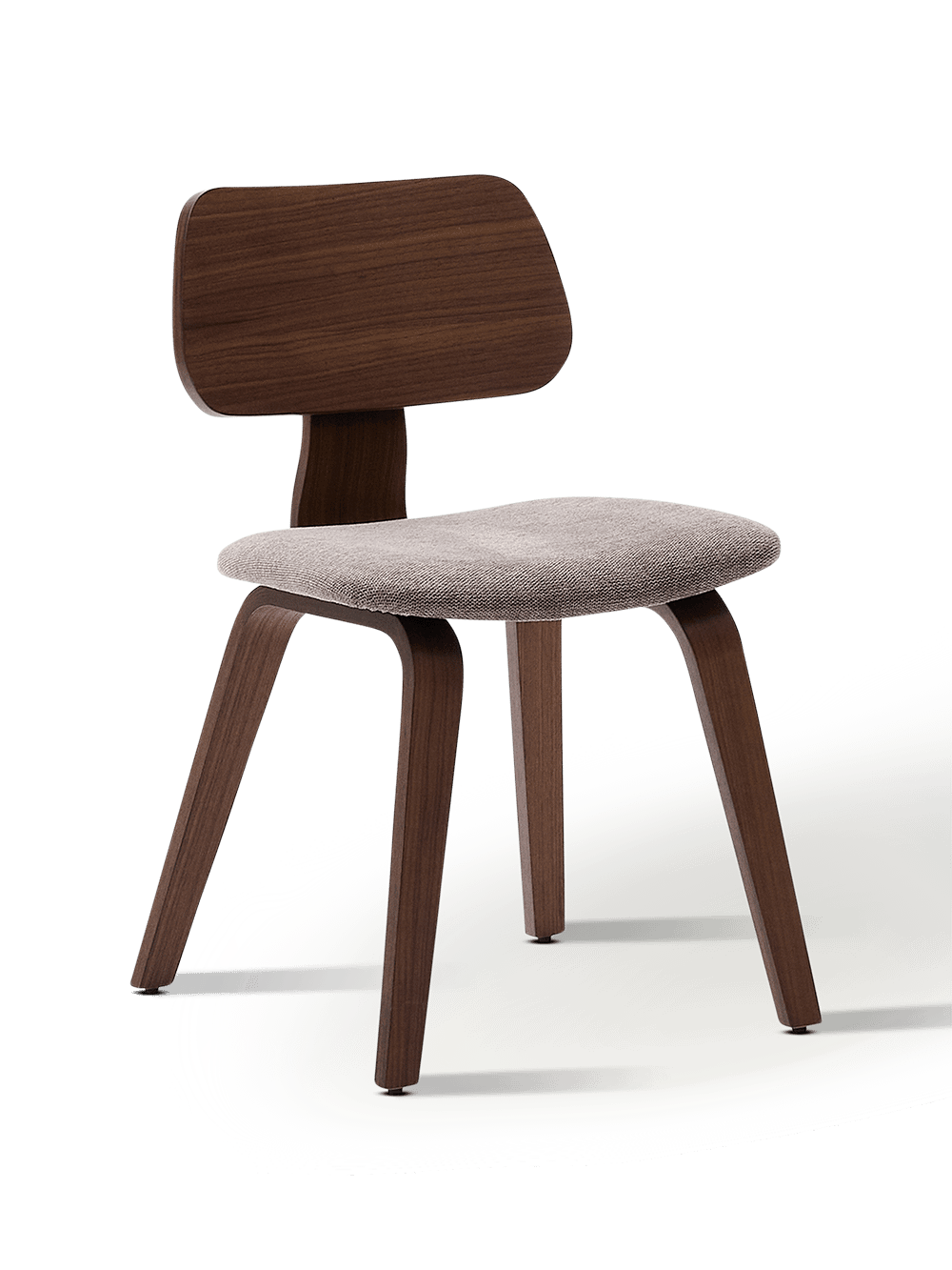 Gena-stoel van notenfineer en beige chenille