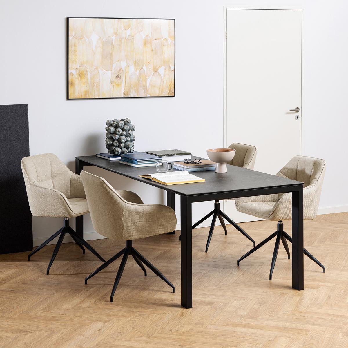 Eettafel TUVA Keramiek zwart 200x90