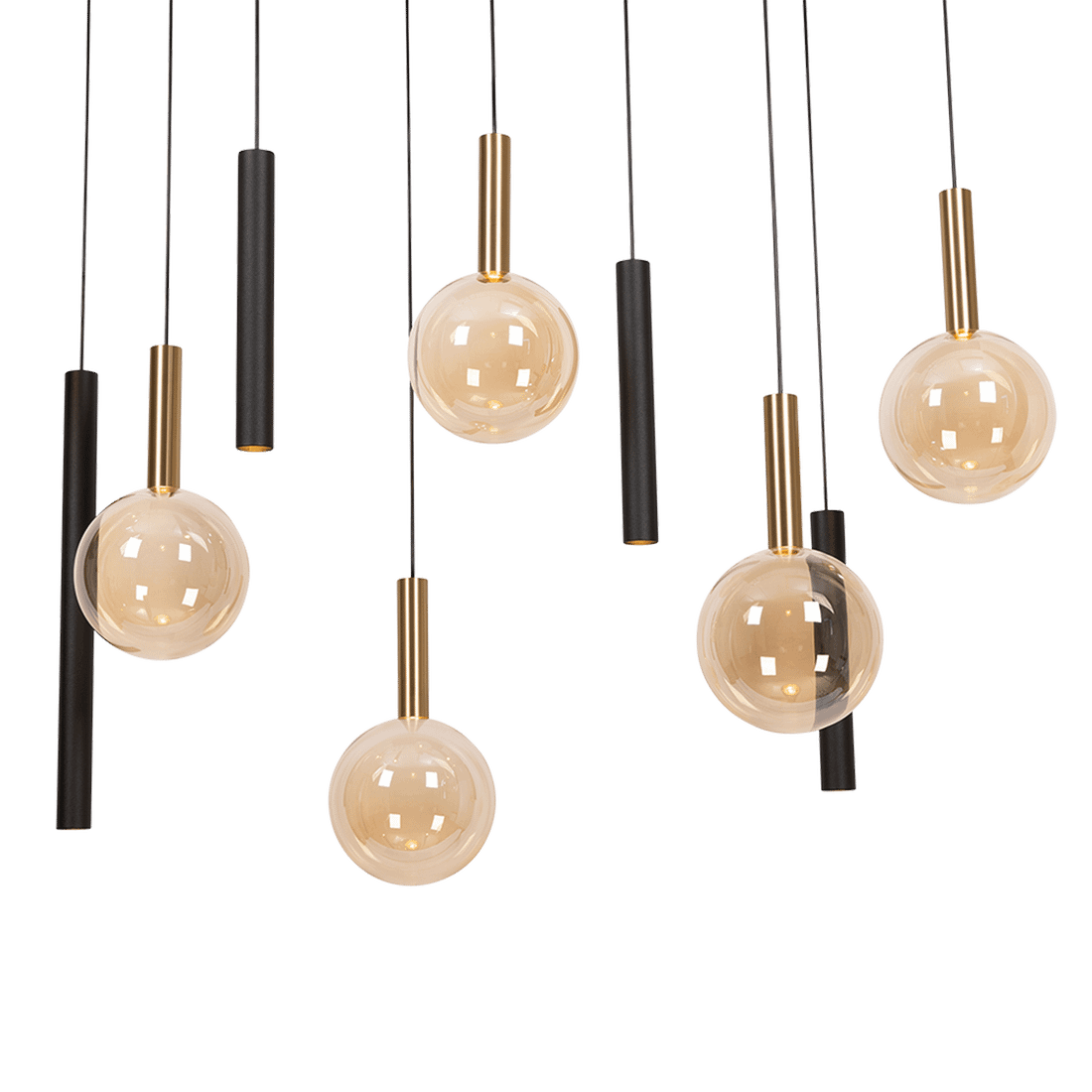 Hanglamp JOSIANE 12Del. Zwart/Amber Hanglamp JOSIANE 12Del. Zwart/Amber