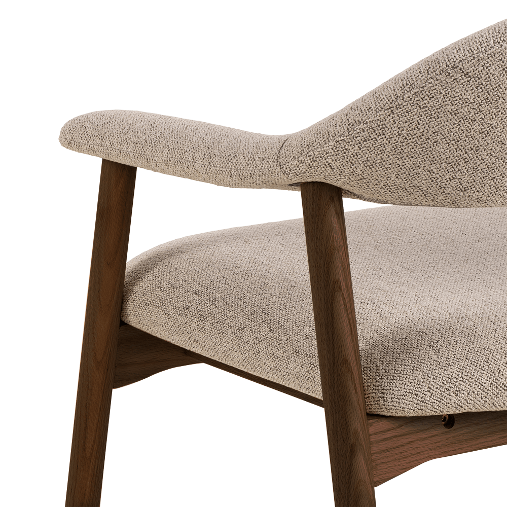 Fauteuil COLETTE Monza Beige - Poot Walnoot Fauteuil COLETTE Monza Beige - Poot Walnoot