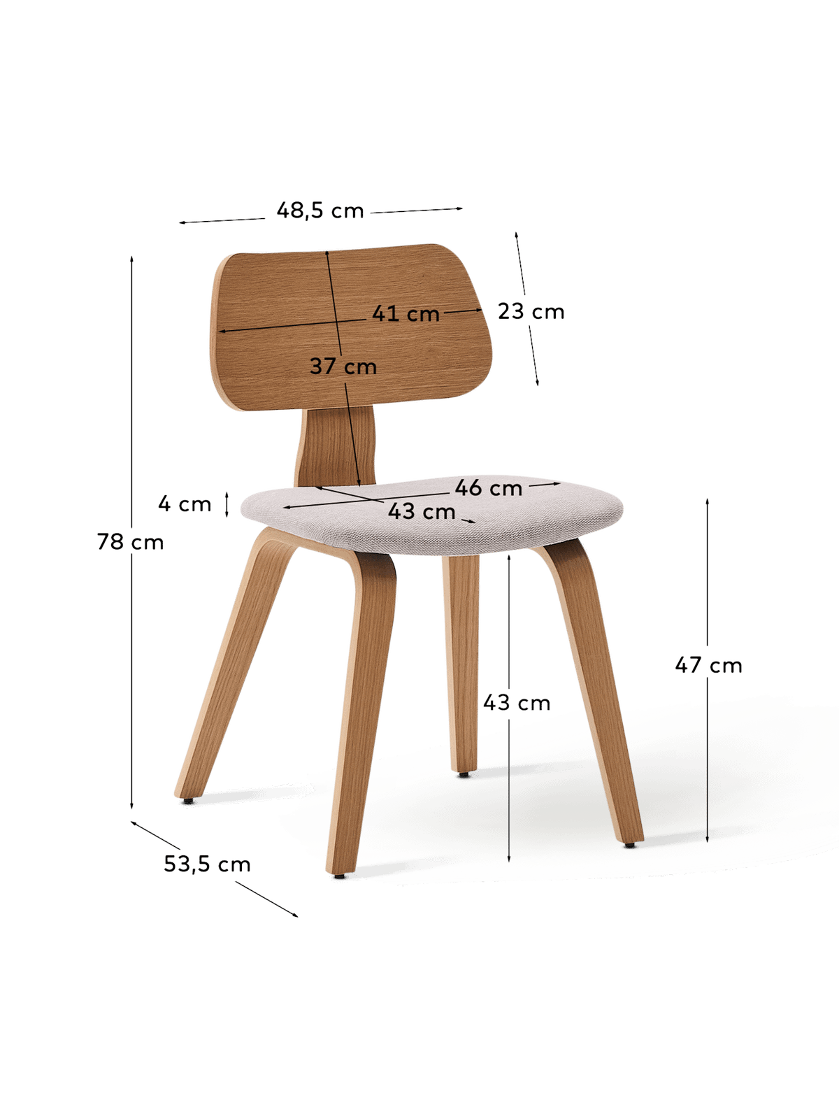 Stoel Gena Eikenfineer en Beige Chenille