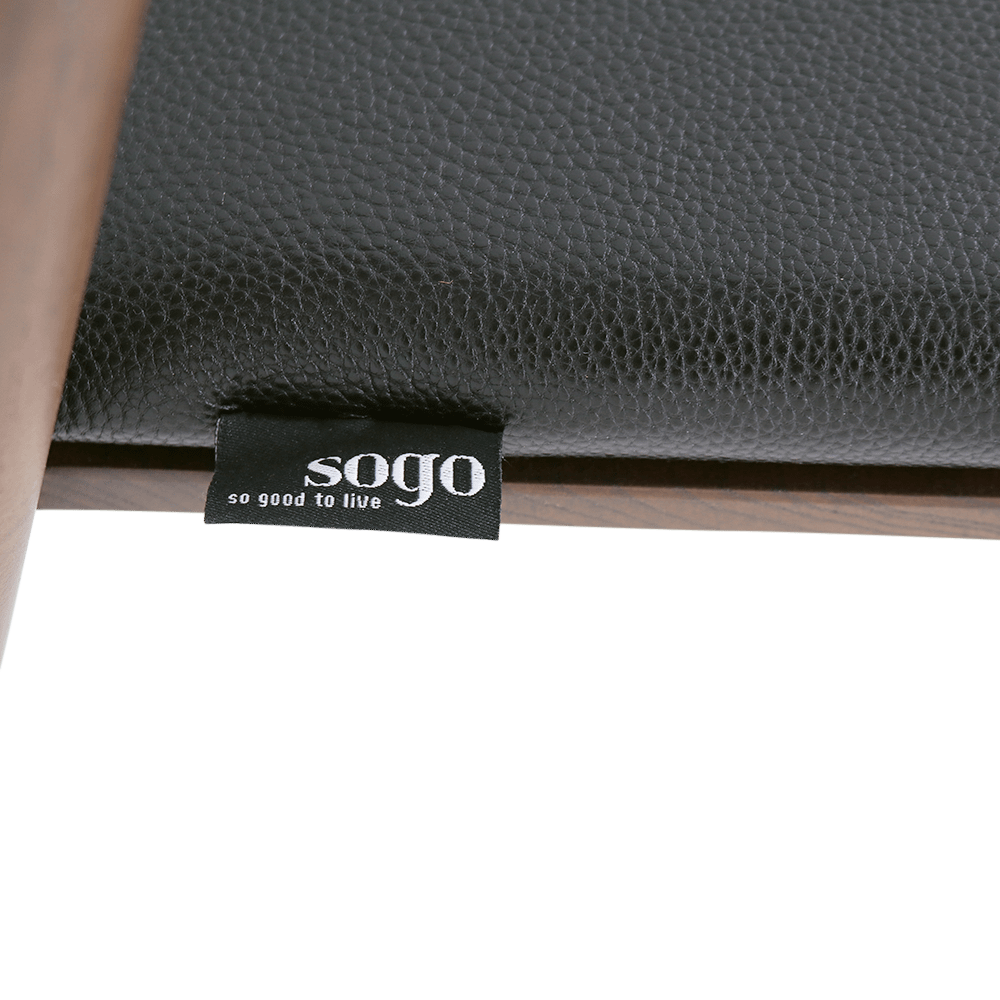 Armstoel HANSON Ash Wood Walnut - Leather Black Armstoel HANSON Ash Wood Walnut - Leather Black