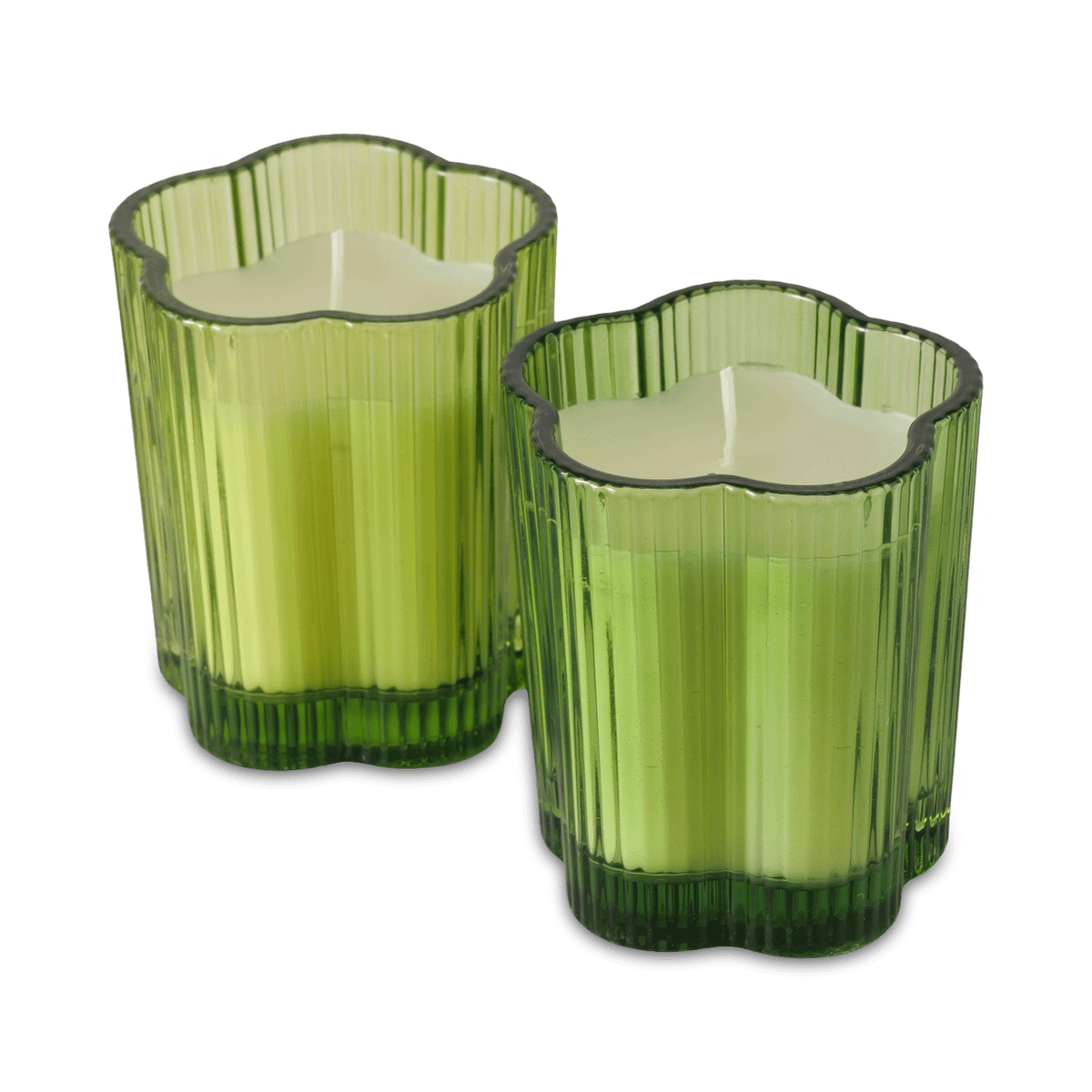 Kaars FIHONA Bloemvorm Glas Groen Ass.