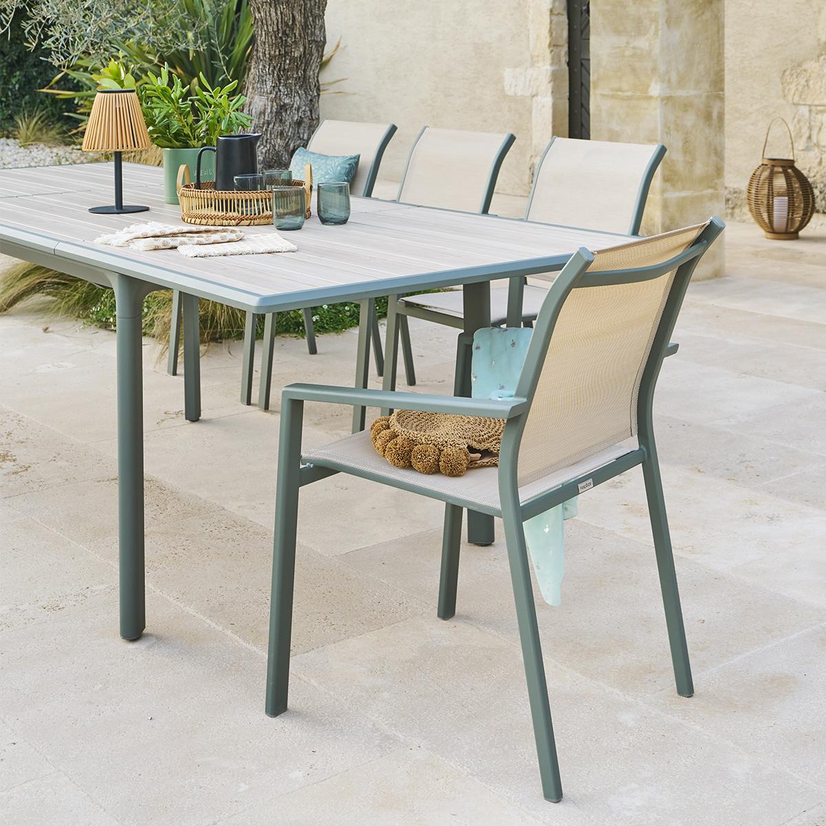 SET: Tuintafel Furore + 10x Tuinstoel Durella Laurier