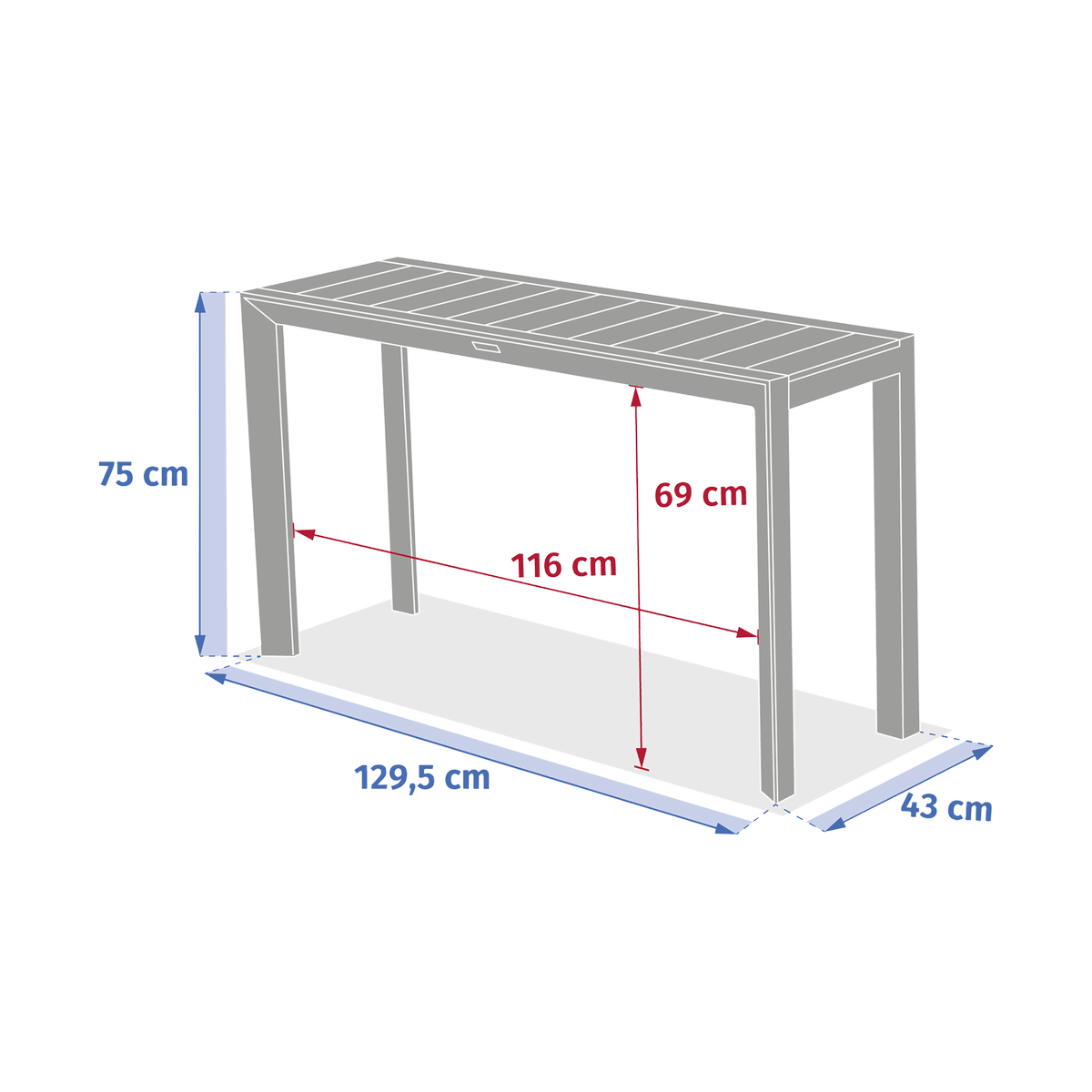 Tuintafel FURORE 130x43 Beige