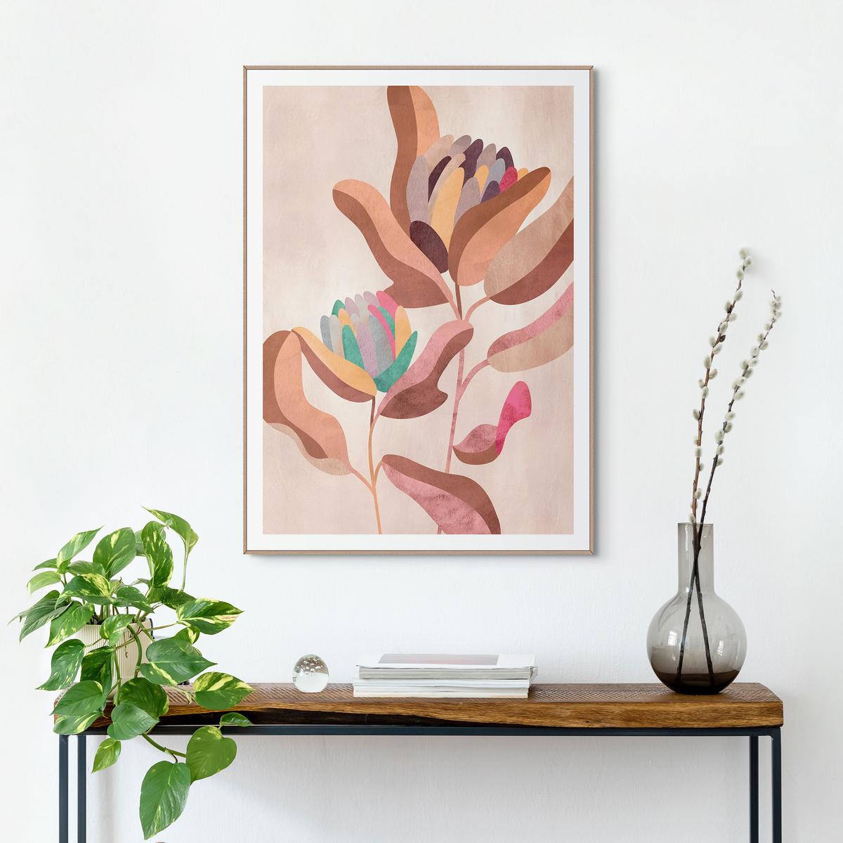 Slim Frame Wood Earth Flowers