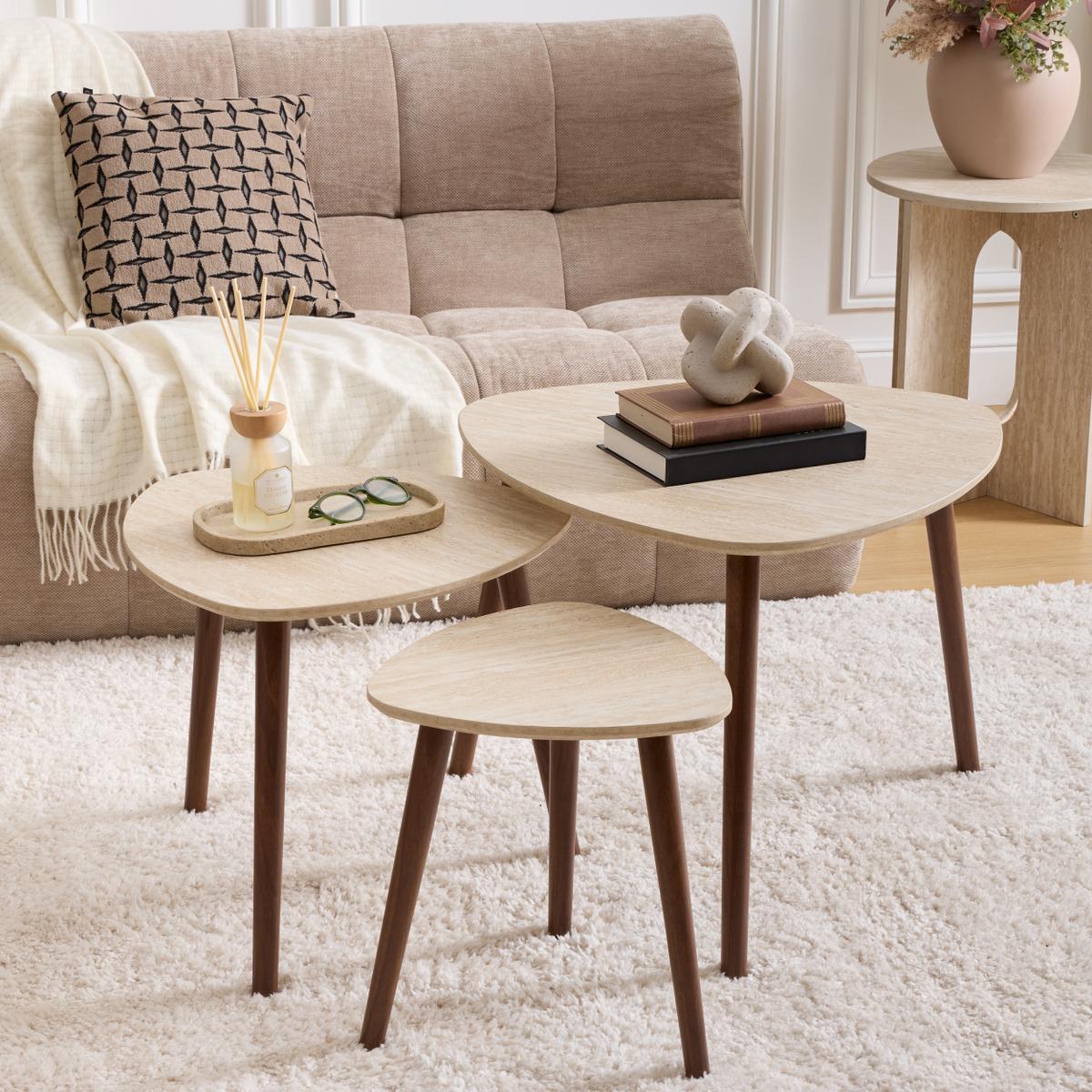 Bijzettafelset MELIO S/3 Travertinlook