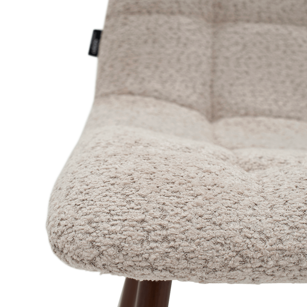 Stoel DODGE Bouclé Beige/Walnut