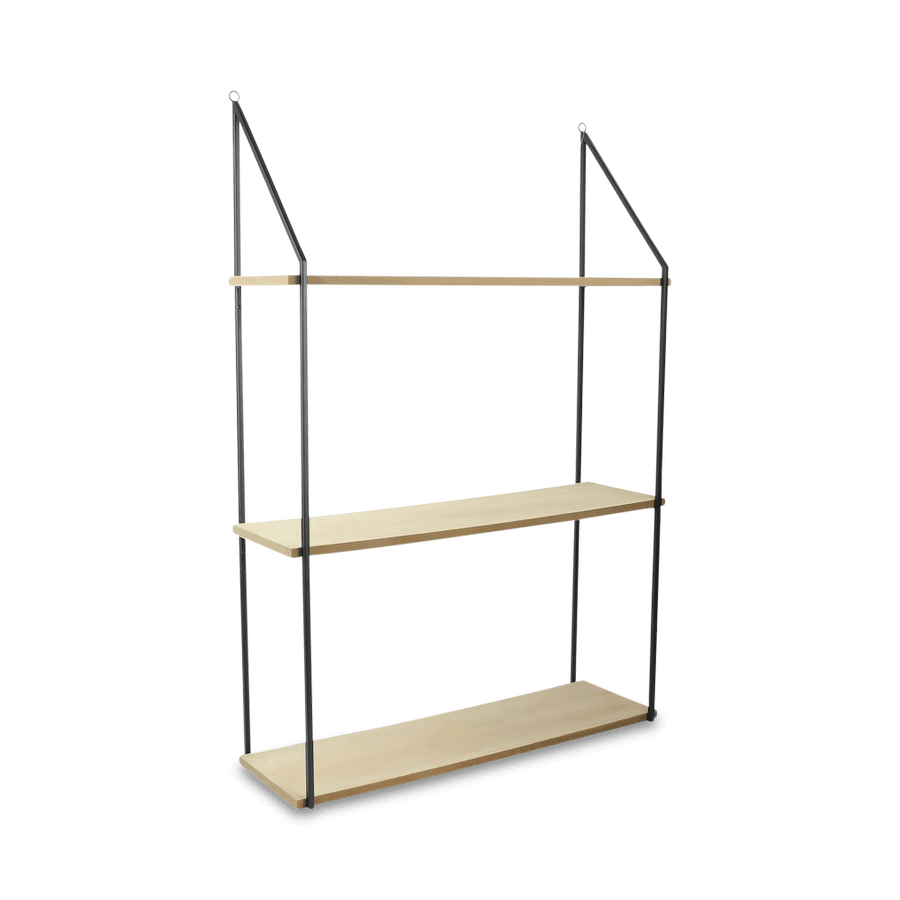Wandrek EKSERD 3 Niveau's Hout Naturel/Metaal Zwart Wandrek EKSERD 3 Niveau's Hout Naturel/Metaal Zwart