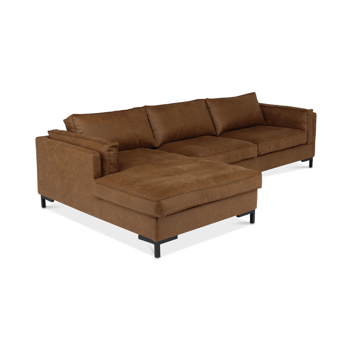 Hoeksalon AXEL Longchair Links Cognac