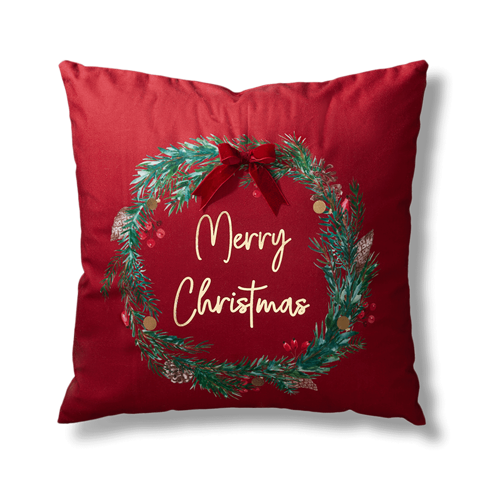 Kussen ADINDA Kerstkrans Rood/Groen Ass.