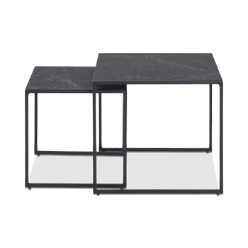 Salontafel Set van 2 RADDEL Mel. Marble/Metal Black Salontafel Set van 2 RADDEL Mel. Marble/Metal Black