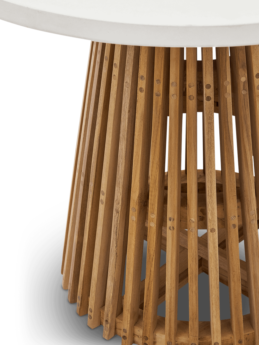 Ronde tuintafel Alcaufar van massief teakhout en wit cement ⌀90 cm