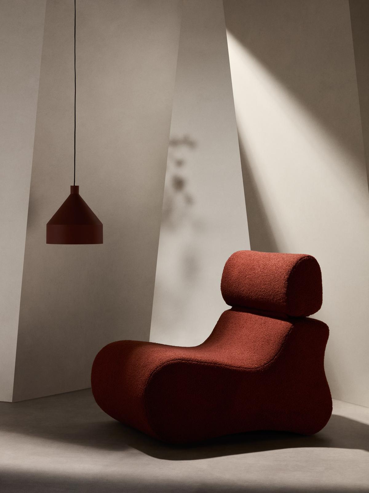Fauteuil Club van terracotta bouclé