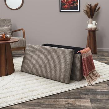 Opbergpouf COLLETE Rh Rib Taupe Opbergpouf COLLETE Rh Rib Taupe