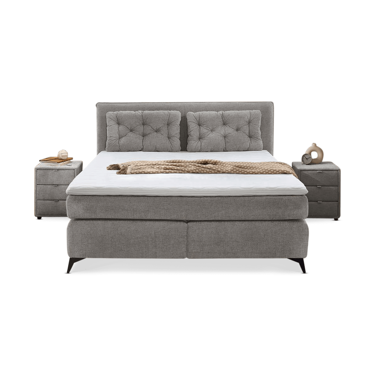 Boxspring NIEUWEGEIN 180X200 Chenille Grijs