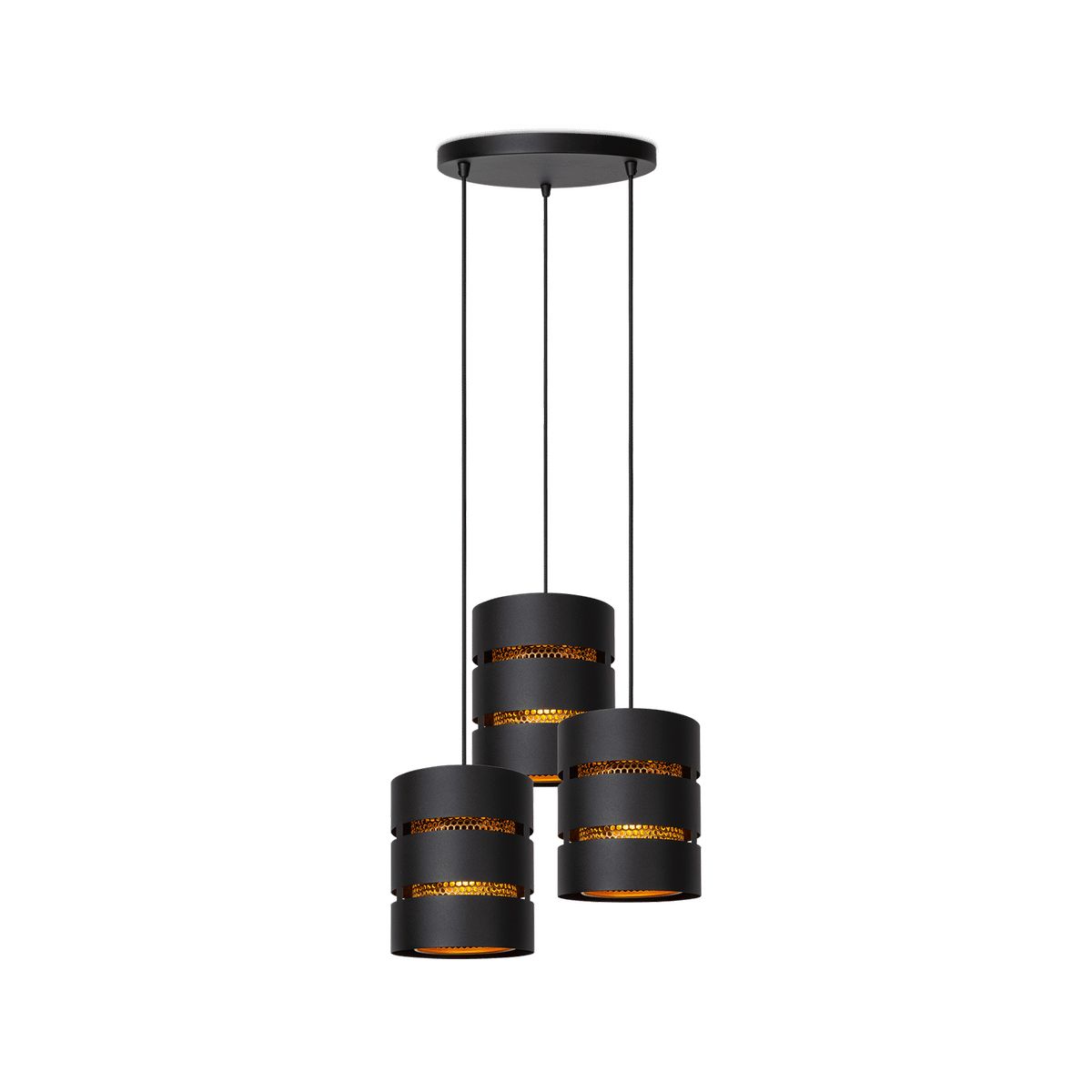 Hanglamp ROSAS 3Del. Rond Zwart/Goud