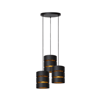Hanglamp ROSAS 3Del. Rond Zwart/Goud Hanglamp ROSAS 3Del. Rond Zwart/Goud