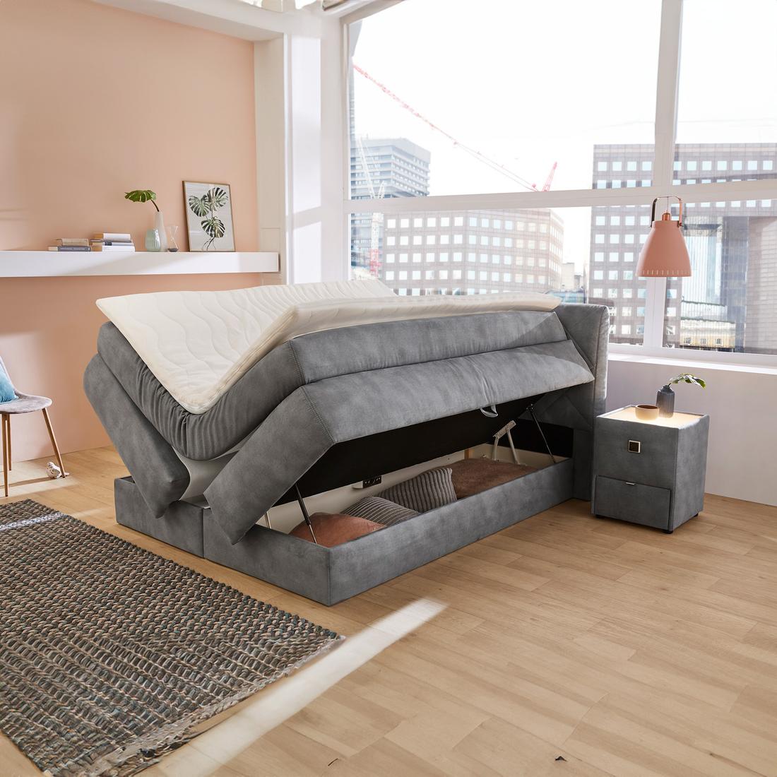 Boxspring DEN HAAG Microvezel 411/19 Grijs 160x200 Boxspring DEN HAAG Microvezel 411/19 Grijs 160x200