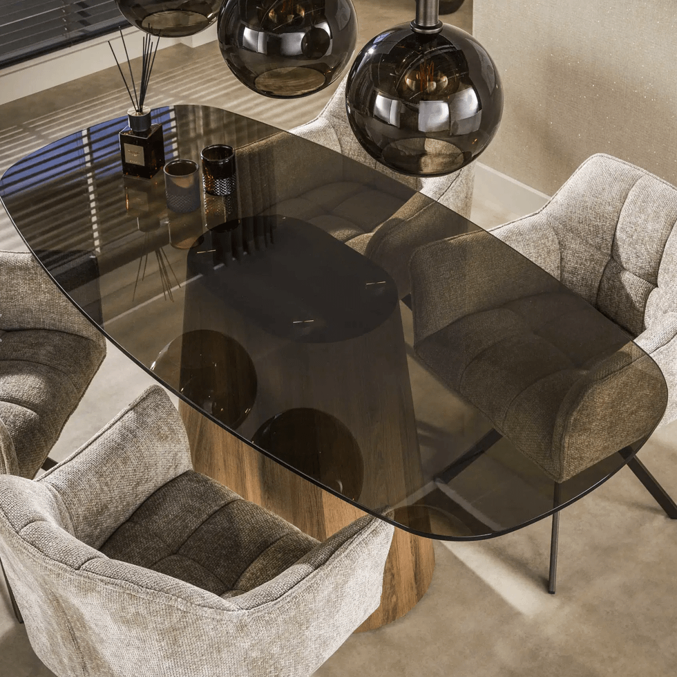Eettafel CELIANO Brons Glas 180x90