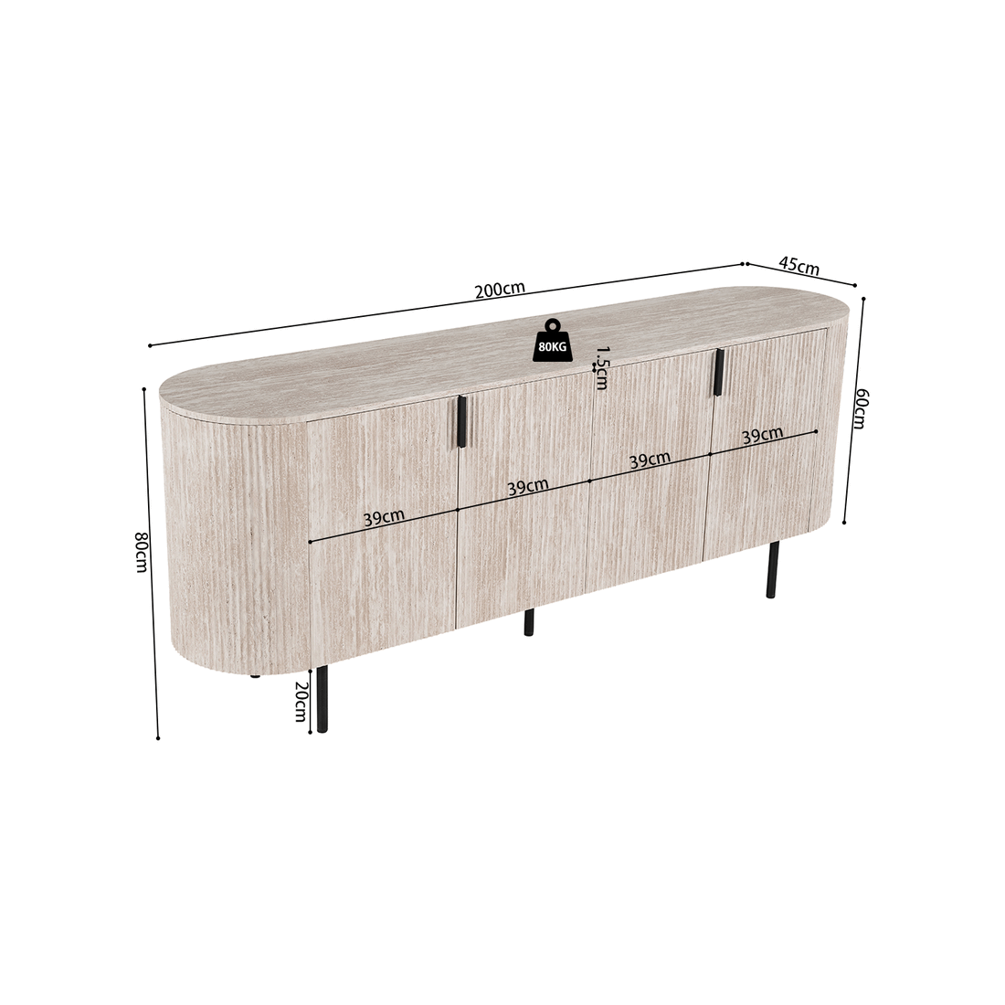Dressoir PORTO B200 Travertijnlook Dressoir PORTO B200 Travertijnlook