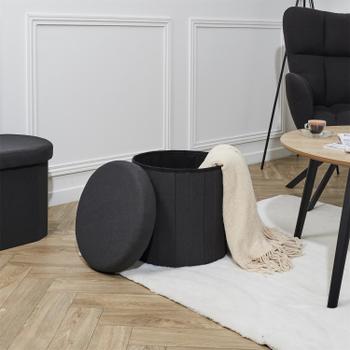 Opbergpouf DOAKA Rond Zwart Opbergpouf DOAKA Rond Zwart