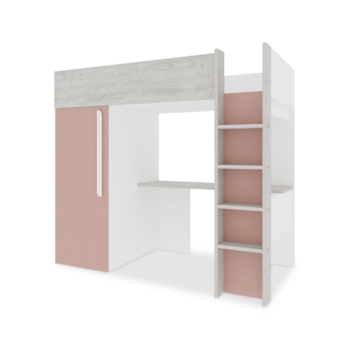 Hoogslaper incl. bureau/kleerkast LEVI Pink