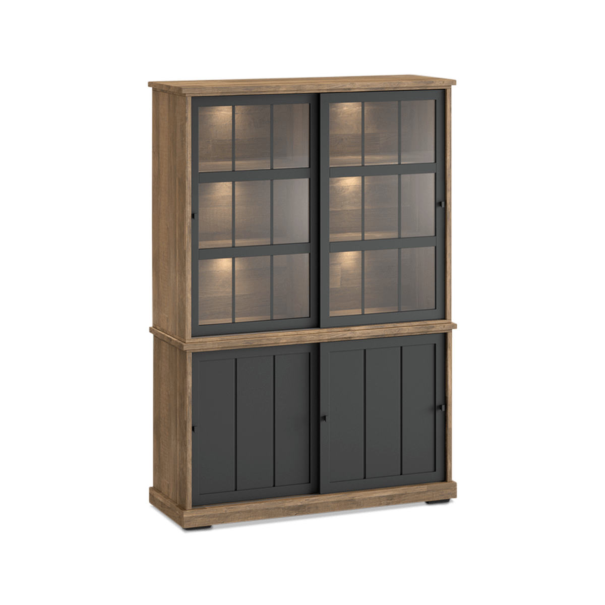 Dressoir met Opzetkast TOLUCA Old Teak/Zwart B144