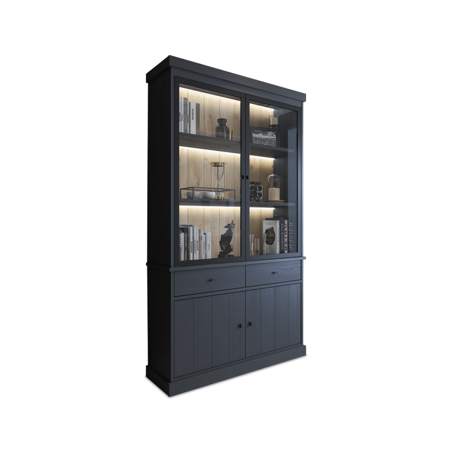 Eetkamer CASTELLO: Dressoir + Vitrinekast + Tafel 180x98 + 4X stoelen ERVI Cream Eetkamer CASTELLO: Dressoir + Vitrinekast + Tafel 180x98 + 4X stoelen ERVI Cream