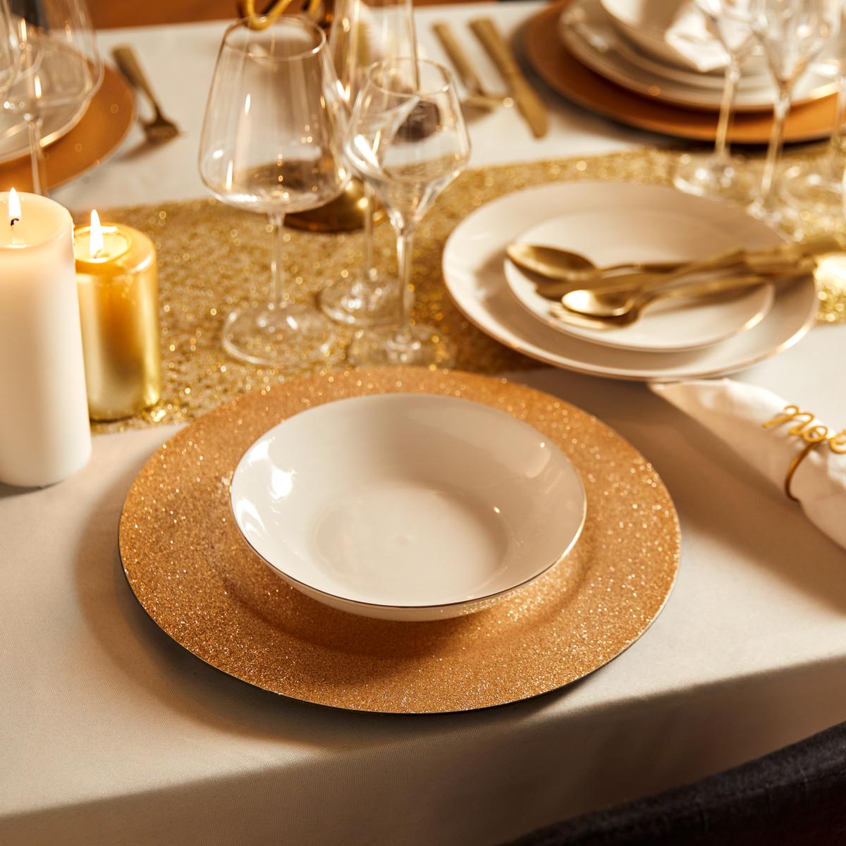 Onderbord PAILLIA Rond Glitter Goud