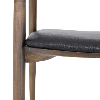 Armstoel HANSON Ash Wood Walnut - Leather Black Armstoel HANSON Ash Wood Walnut - Leather Black